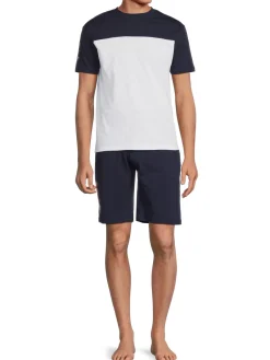 cavalli CLASS Loungewear, Sleepwear & Robes|2-Piece Lightning Bolt Tee & Shorts Set Blue