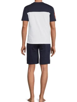 cavalli CLASS Loungewear, Sleepwear & Robes|2-Piece Lightning Bolt Tee & Shorts Set Blue