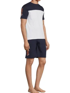 cavalli CLASS Loungewear, Sleepwear & Robes|2-Piece Lightning Bolt Tee & Shorts Set Blue