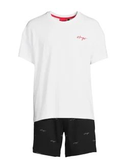 HUGO Loungewear, Sleepwear & Robes|2-Piece Logo Tee & Shorts Set Black