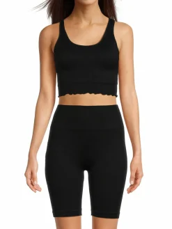 Women 90 Degree by Reflex 2-Piece Ribbed Crop Top & Shorts Set