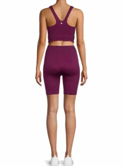 Women 90 Degree by Reflex 2-Piece Ribbed Crop Top & Shorts Set