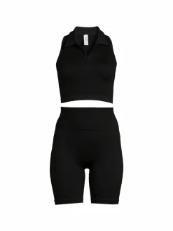 Women 90 Degree by Reflex 2-Piece Ribbed Top & Shorts Set