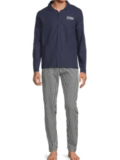 cavalli CLASS Loungewear, Sleepwear & Robes|2-Piece Shirt & Pajama Set Blue