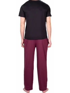 SLEEPHERO Loungewear, Sleepwear & Robes|2-Piece Short Sleeve Henley & Pants Pajama Set Maroon