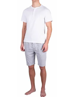 SLEEPHERO Loungewear, Sleepwear & Robes|2-Piece Short Sleeve Henley & Shorts Pajama Set Heather Grey