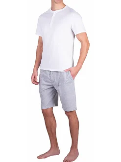 SLEEPHERO Loungewear, Sleepwear & Robes|2-Piece Short Sleeve Henley & Shorts Pajama Set Heather Grey