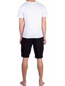 SLEEPHERO Loungewear, Sleepwear & Robes|2-Piece Short Sleeve Henley & Shorts Pajama Set Black