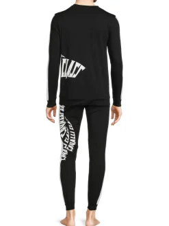 cavalli CLASS Loungewear, Sleepwear & Robes|2-Piece Warped Logo Sweatshirt & Joggers Set Black