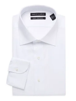 Saks Fifth Avenue Dress Shirts|Pinstriped Slim-Fit Dress Shirt White