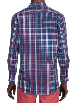 TailorByrd Casual Button-Down Shirts|Plaid Button Down Collar Shirt Navy