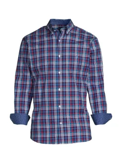 TailorByrd Casual Button-Down Shirts|Plaid Button Down Collar Shirt Navy