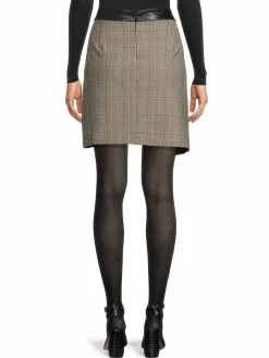 Women DKNY Plaid Faux Wrap Mini Skirt