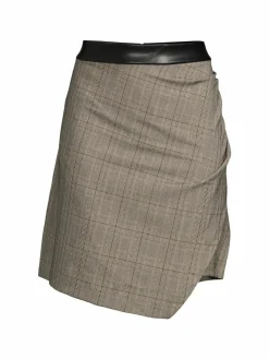 Women DKNY Plaid Faux Wrap Mini Skirt