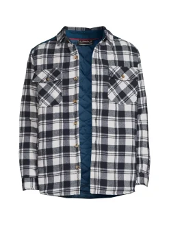Avalanche Coats & Jackets|Plaid Flannel Shacket Navy White