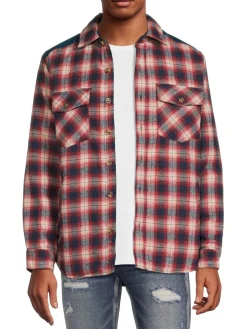 Avalanche Coats & Jackets|Plaid Flannel Shirt Jacket Red Navy