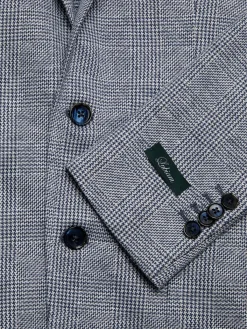 Lubiam Linen|Plaid Flax Blend Sportcoat Blue