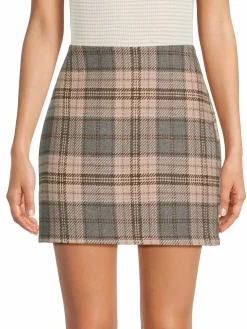 Women Area Stars Plaid Mini Skirt