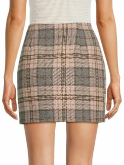 Women Area Stars Plaid Mini Skirt