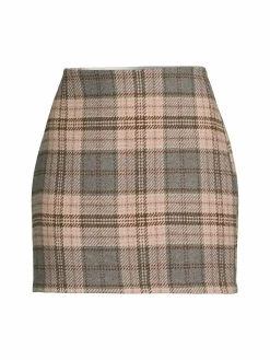 Women Area Stars Plaid Mini Skirt