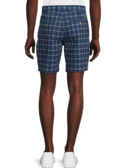 TailorByrd Shorts|Plaid Performance Seersucker Shorts Navy