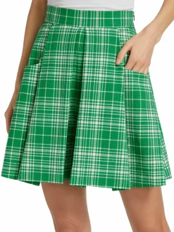 Women Lela Rose Plaid Seersucker Tucked Shorts
