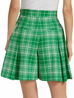 Women Lela Rose Plaid Seersucker Tucked Shorts