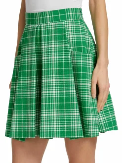 Women Lela Rose Plaid Seersucker Tucked Shorts