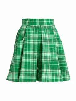 Women Lela Rose Plaid Seersucker Tucked Shorts
