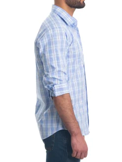 Jared Lang Casual Button-Down Shirts|Plaid Shirt Blue Check