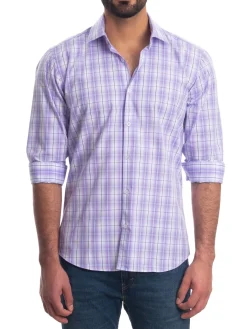 Jared Lang Casual Button-Down Shirts|Plaid Shirt Purple