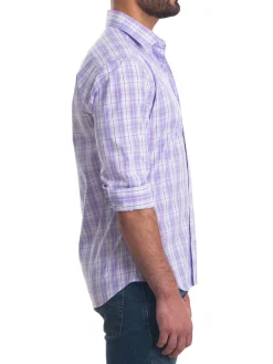 Jared Lang Casual Button-Down Shirts|Plaid Shirt Purple