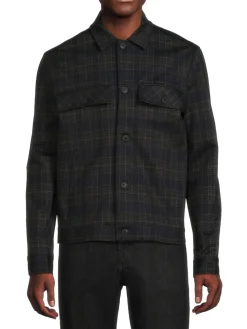 HEDGE Coats & Jackets|Plaid Shirt Jacket Black