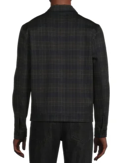 HEDGE Coats & Jackets|Plaid Shirt Jacket Black