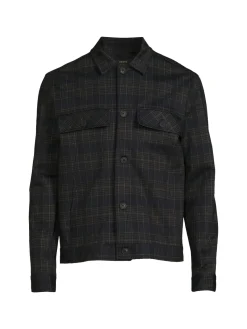 HEDGE Coats & Jackets|Plaid Shirt Jacket Black