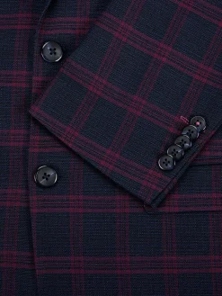 Soul of London Blazers & Sportcoats|Plaid Single Breasted Blazer Navy