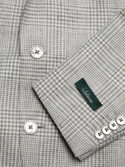 Lubiam Blazers & Sportcoats|Plaid Virgin Wool Blend Sportcoat Light Grey