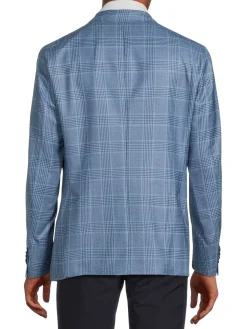Lubiam Blazers & Sportcoats|Plaid Virgin Wool Sportcoat Turquoise