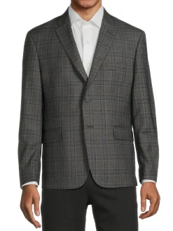 JB Britches Blazers & Sportcoats|Plaid Wool Blazer Grey