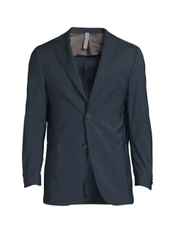Samuelsohn Blazers & Sportcoats|Plaid Wool Blend Blazer Dark Blue