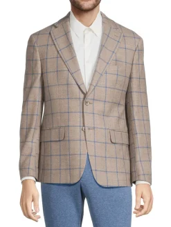Tallia Blazers & Sportcoats|Plaid Wool Blend Blazer Grey