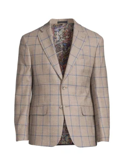 Tallia Blazers & Sportcoats|Plaid Wool Blend Blazer Grey