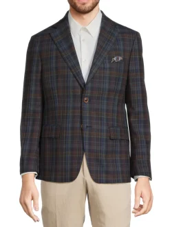 Tallia Blazers & Sportcoats|Plaid Wool Blend Sportcoat Navy Multicolor