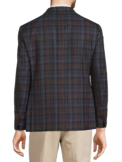 Tallia Blazers & Sportcoats|Plaid Wool Blend Sportcoat Navy Multicolor