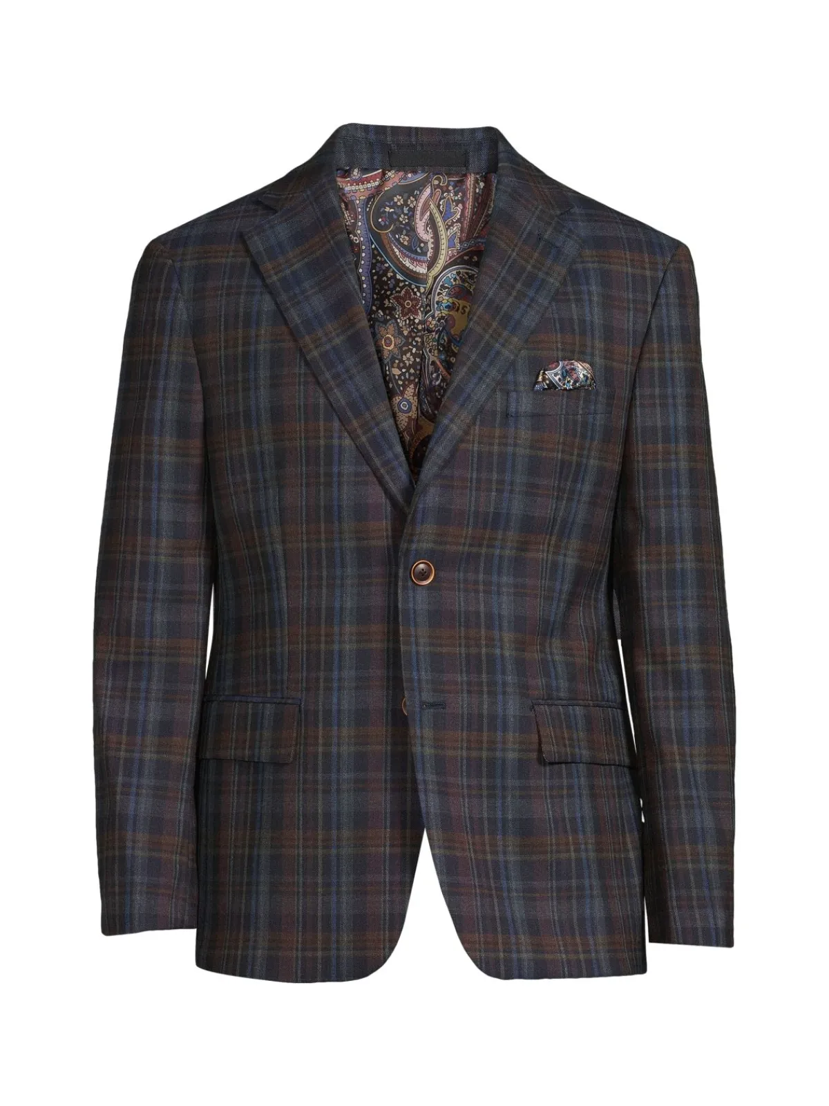 Tallia Blazers & Sportcoats|Plaid Wool Blend Sportcoat Navy Multicolor