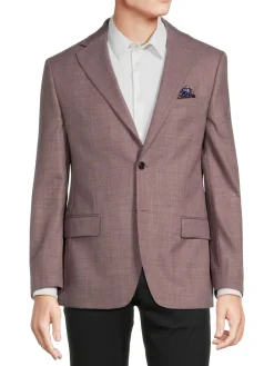 Tallia Blazers & Sportcoats|Plaid Wool Blend Sportcoat Plum