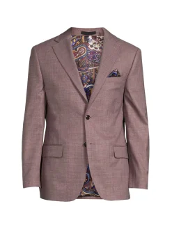 Tallia Blazers & Sportcoats|Plaid Wool Blend Sportcoat Plum