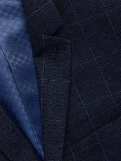 DOUGLAS & GRAHAME Blazers & Sportcoats|Plaid Wool Slim Fit Blazer Navy