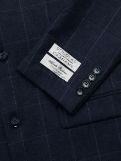 DOUGLAS & GRAHAME Blazers & Sportcoats|Plaid Wool Slim Fit Blazer Navy