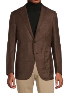ZEGNA Blazers & Sportcoats|Plaid Wool Sportcoat Brown